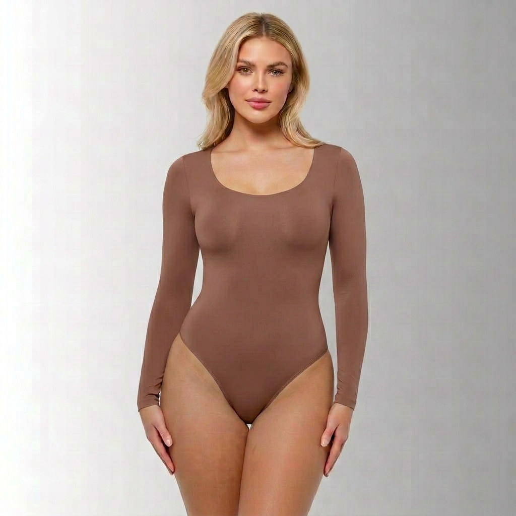 HolyShape Коригуюче Боді З Вирізом І Довгим Рукавом