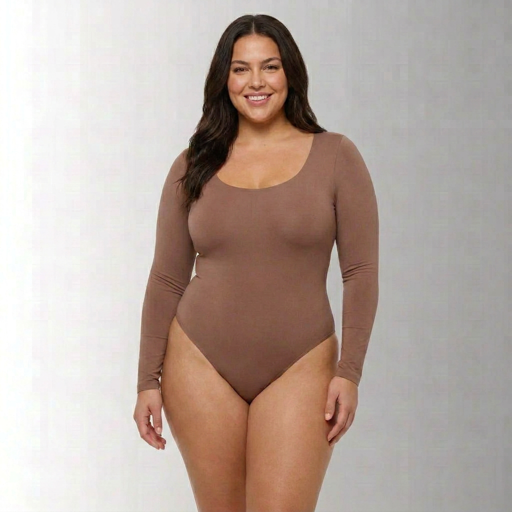 HolyShape Коригуюче Боді З Вирізом І Довгим Рукавом